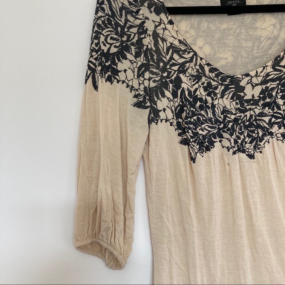 Anthropologie Deletta Cream and Black Top - Picture 2 of 6